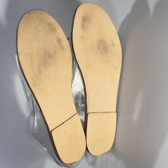 So Real Transparent Slide Sandals With SR Logo Design Slip-On Clear & Wood-Tone - Picture 8 of 10